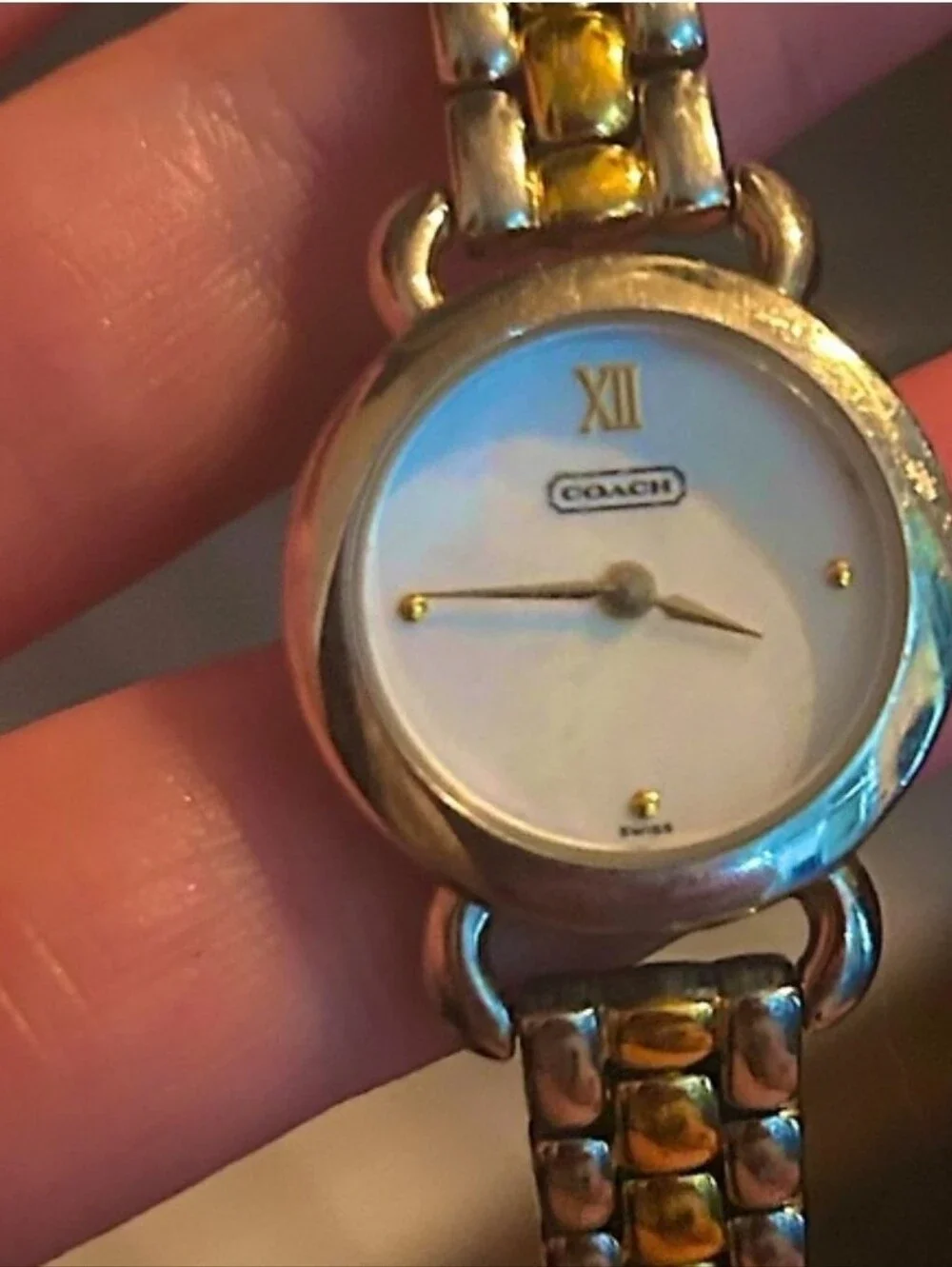 Silver and Gold Two-Tone Women's Mnimalist Coach Dress Watch -
